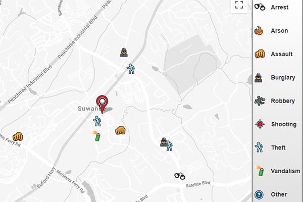 a crime map from Spot Crime
