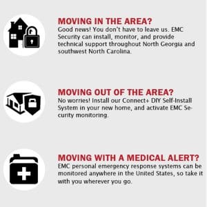 movers-new an EMC security sign in front of a house